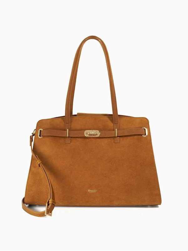 Dune London Tan Suede Tote With Gold Hardware